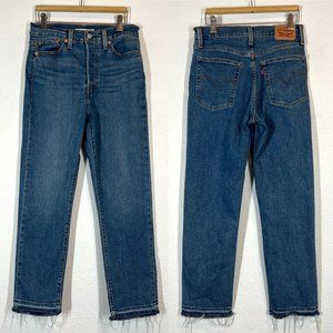 Levi’s Wedgie Straight Jeans Raw Hem Button Fly 29 High Rise Waist